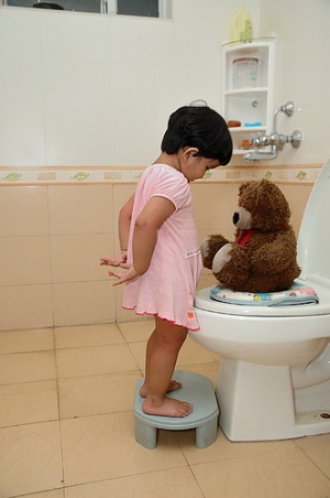 Potty Training Little Girl Potty Training Her Teddy Bear
