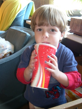 Toddler drinking soda Toddler drinking soda